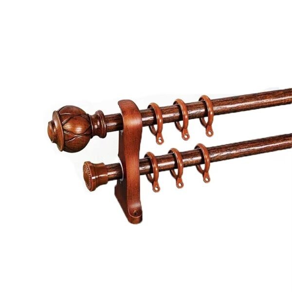Premium Wooden Curtain Rod Set - Single & Double Track - 图片 2