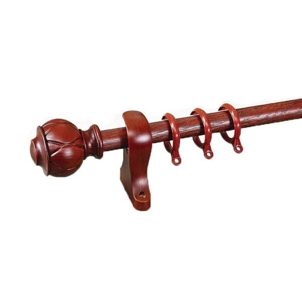 Premium Wooden Curtain Rod Set - Single & Double Track - 图片 5