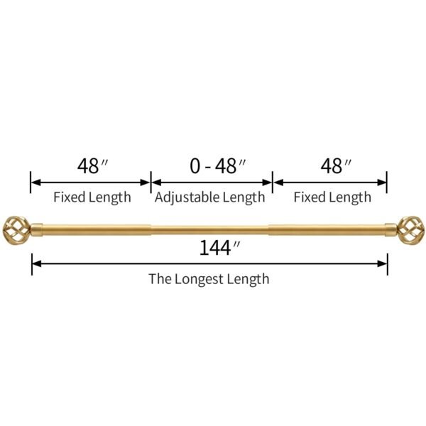Gold Aluminum Curtain Rod with Decorative Finials - 图片 5